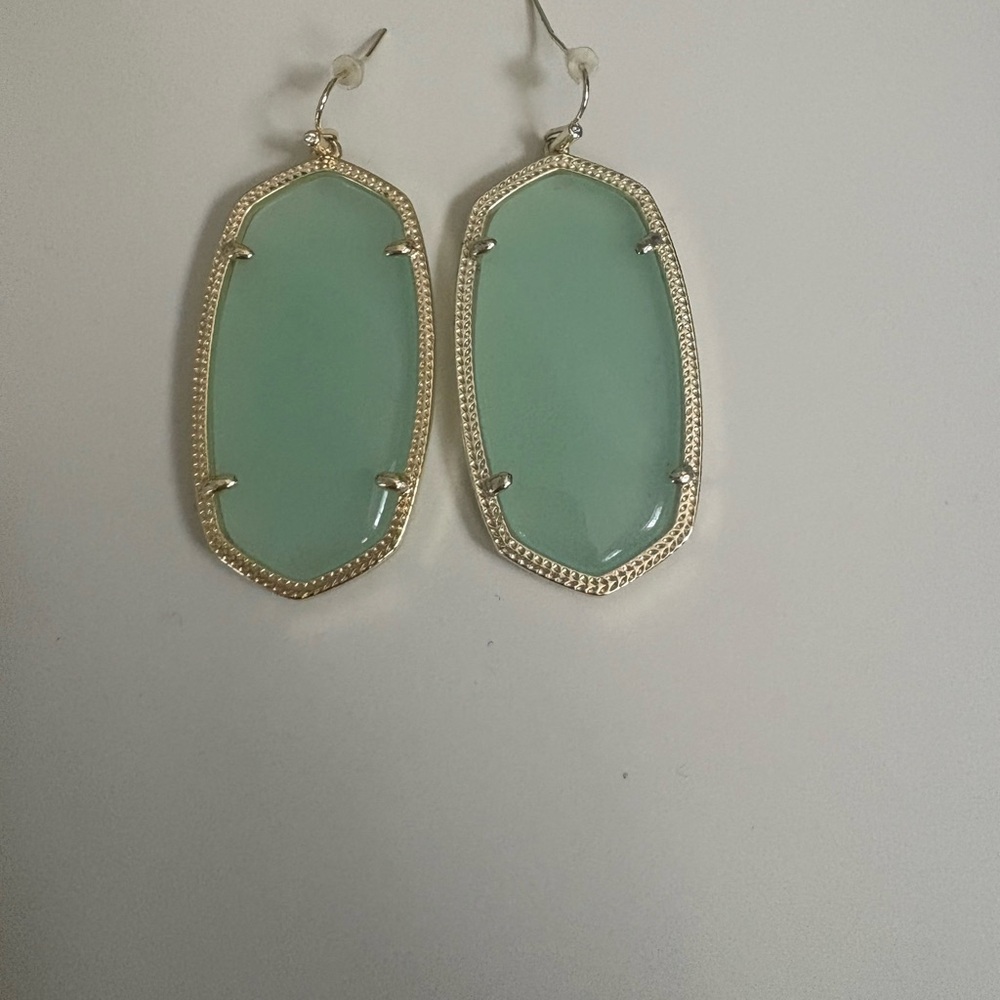 Kendra Scott Green and Gold Statement Earrings